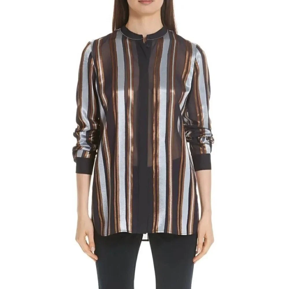 Lafayette 148 New York Brayden Stripe Blouse - Picture 1 of 10